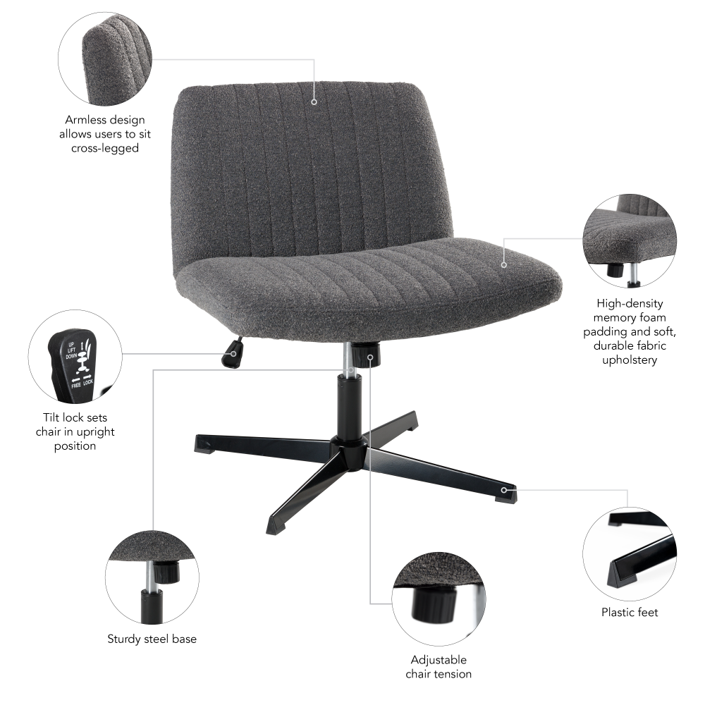 Shop Bush Furniture Sutton Armless Computer Chair Without Wheels, Image 06, CH4201DCF-03, #color_dark charcoal fabric