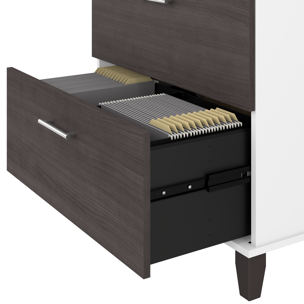 Shop Bush Furniture Somerset 72W 3 Position Sit to Stand L Shaped Desk with Hutch and File Cabinet, Image 06, SET016SGWH, #color_storm gray/white