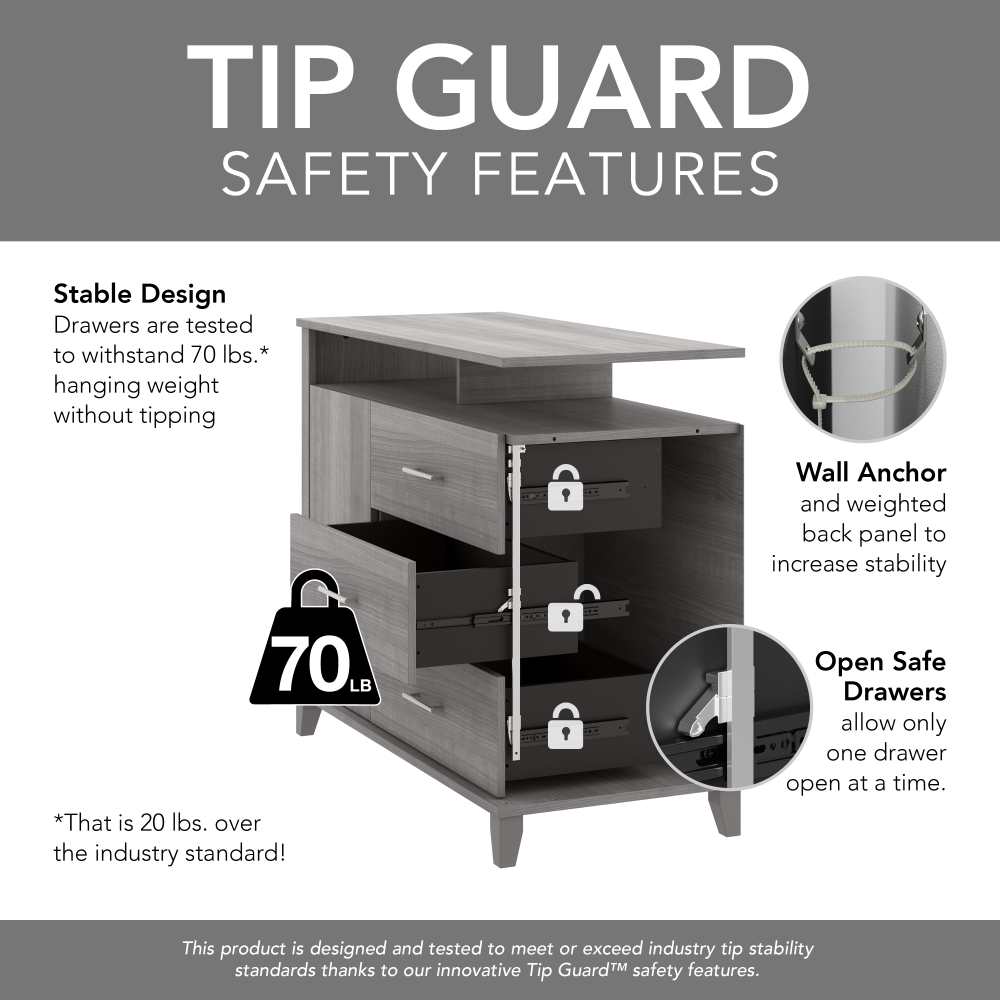 Shop Bush Furniture Somerset Entertainment Center, Image 07, SET039PG, #color_platinum gray