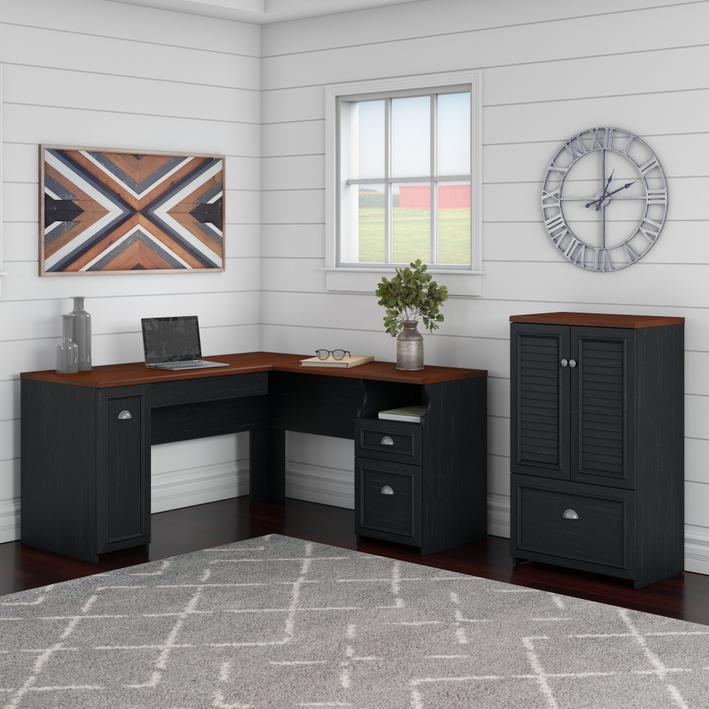 Bush Furniture Fairview Desk and Storage Cabinet - Thumbnail 3