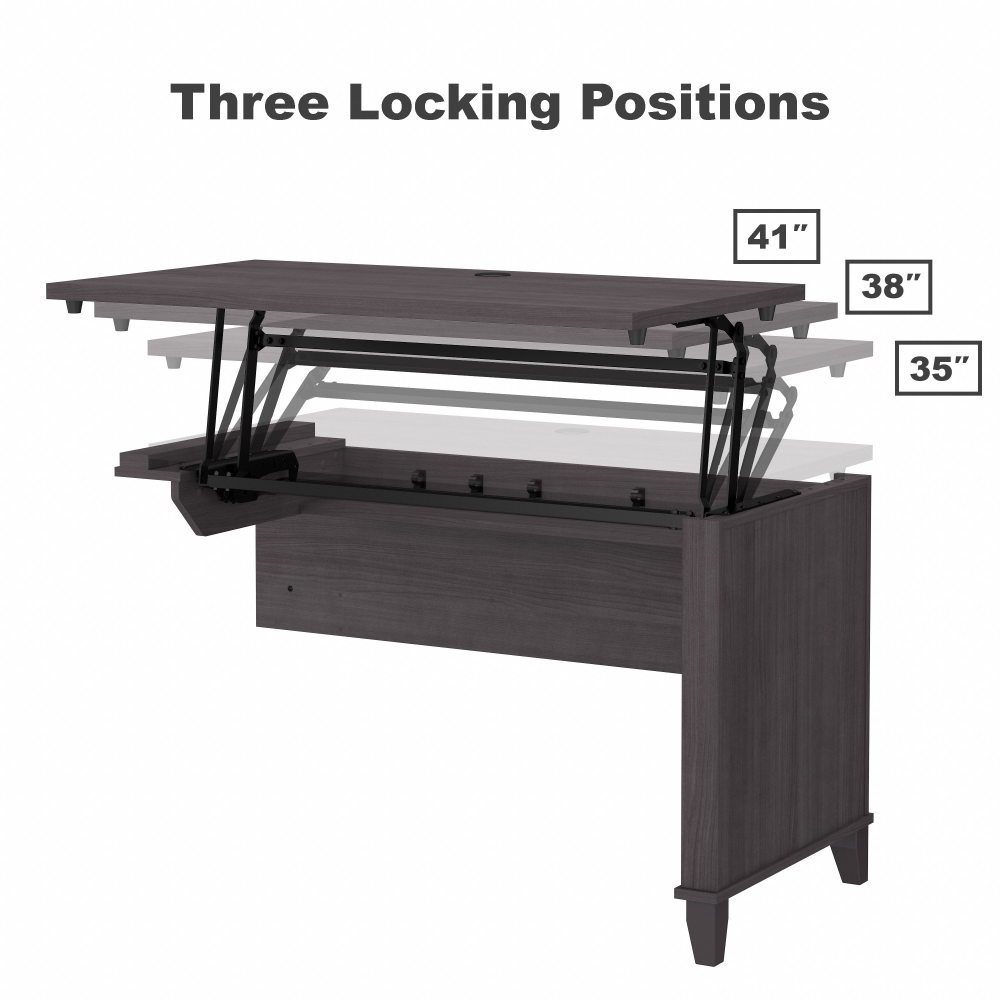 Shop Bush Furniture Somerset 72W 3 Position Sit to Stand L Shaped Desk with Hutch and File Cabinet, Image 08, SET016SG, #color_storm gray