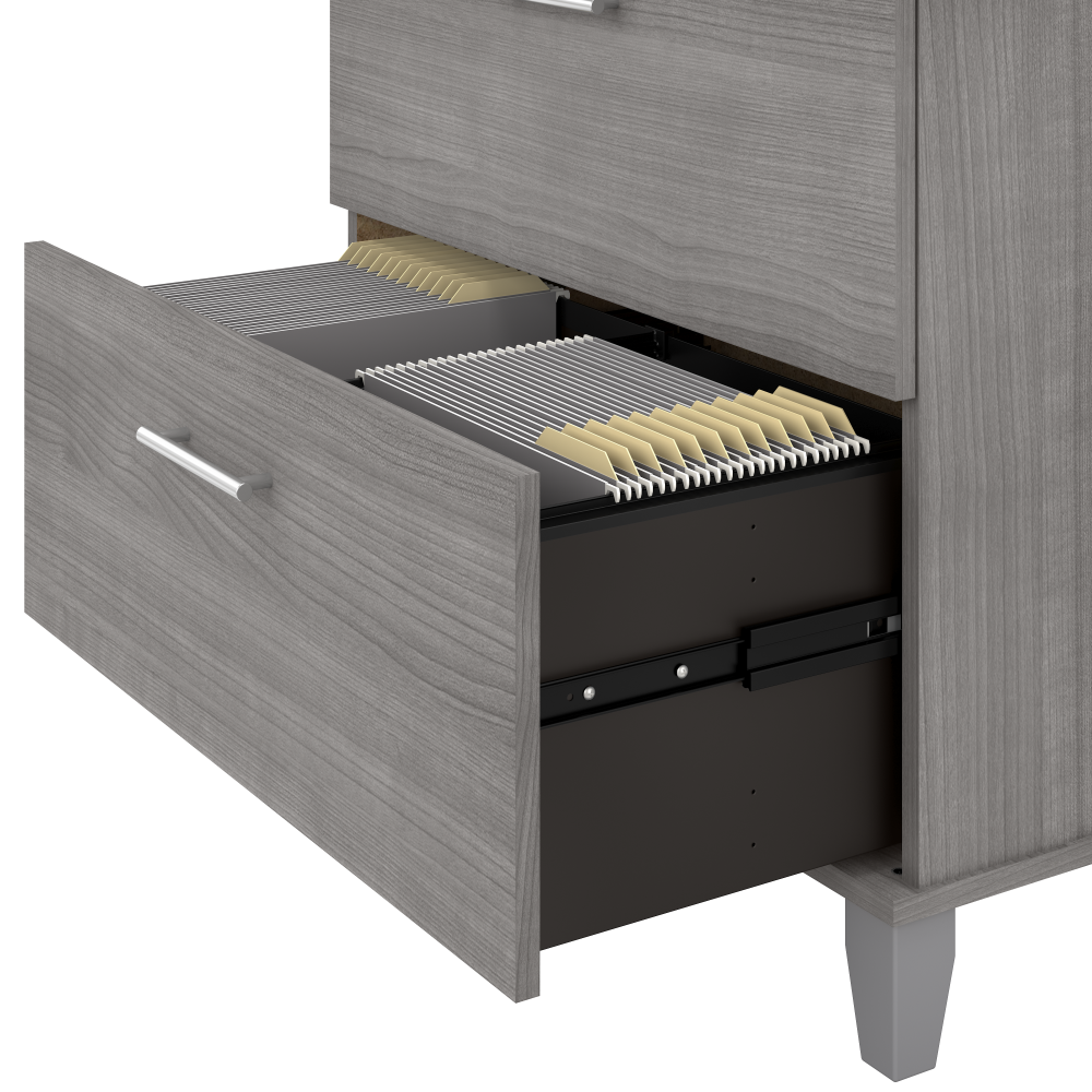 Shop Bush Furniture Somerset 72W L Shaped Desk with Hutch, Lateral File Cabinet and Bookcase, Image 05, SET012PG, #color_platinum gray