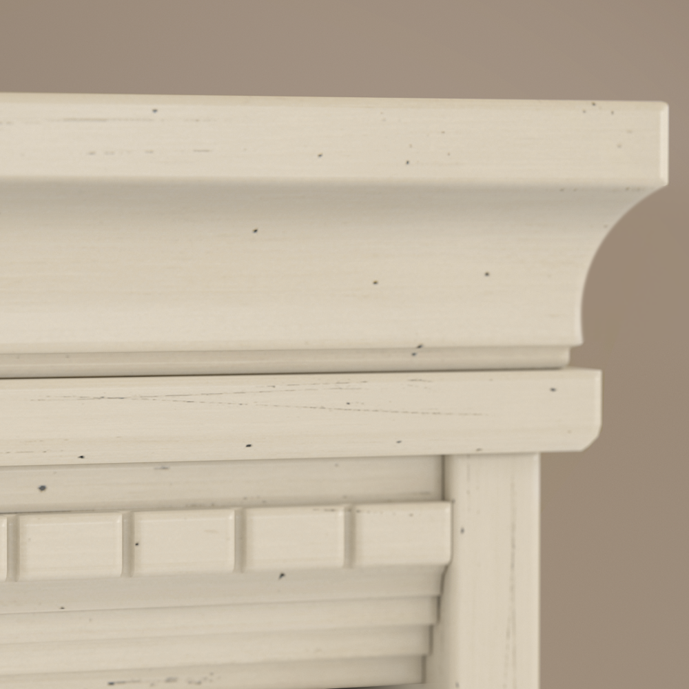 Shop Bush Furniture Fairview 60W L Shaped Desk with Hutch, File Cabinet, Bookcase and Storage, Image 06, FV013AW, #color_antique white/tea maple