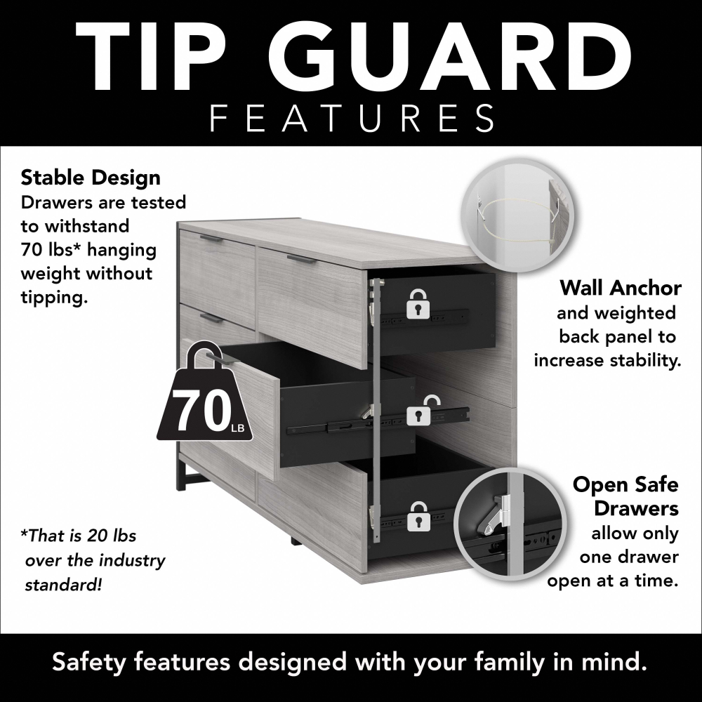 Shop Bush Furniture Atria 6 Drawer Dresser, Image 07, ARS160MHK, #color_modern hickory