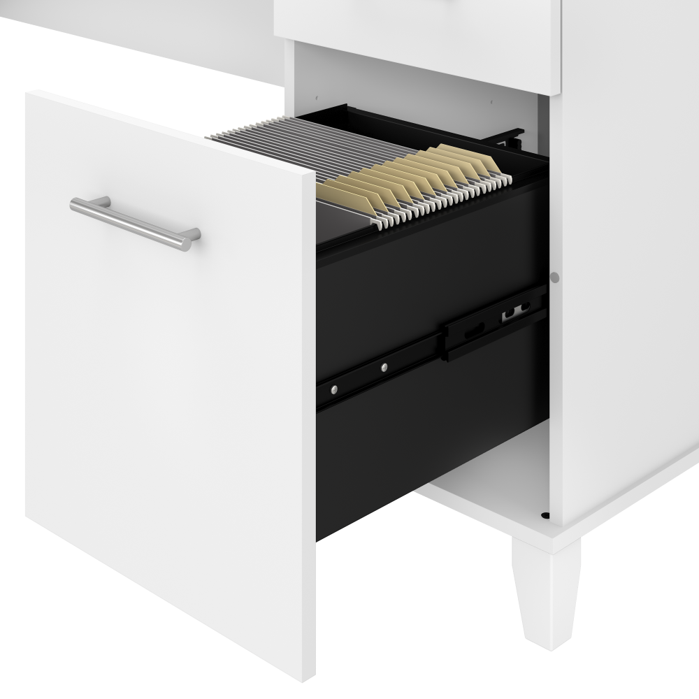 Shop Bush Furniture Somerset 60W Office Desk with Lateral File Cabinet and 5 Shelf Bookcase, Image 03, SET013WH, #color_white