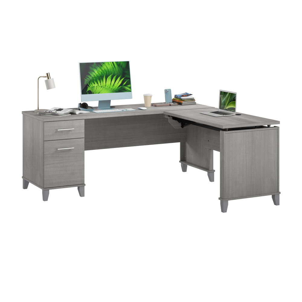 Shop Bush Furniture Somerset 72W 3 Position Sit to Stand L Shaped Desk, Image 02, SET014PG, #color_platinum gray