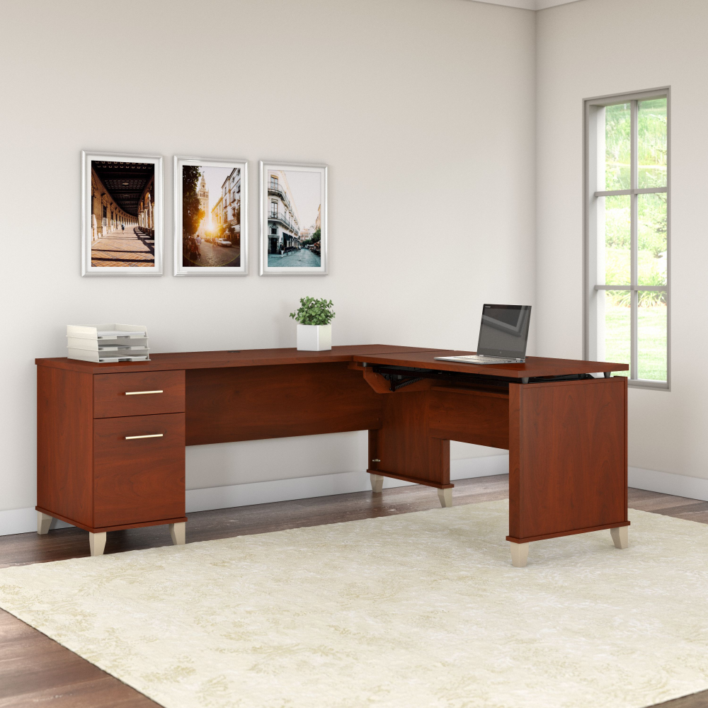 Shop Bush Furniture Somerset 72W 3 Position Sit to Stand L Shaped Desk, Image 03, SET014HC, #color_hansen cherry