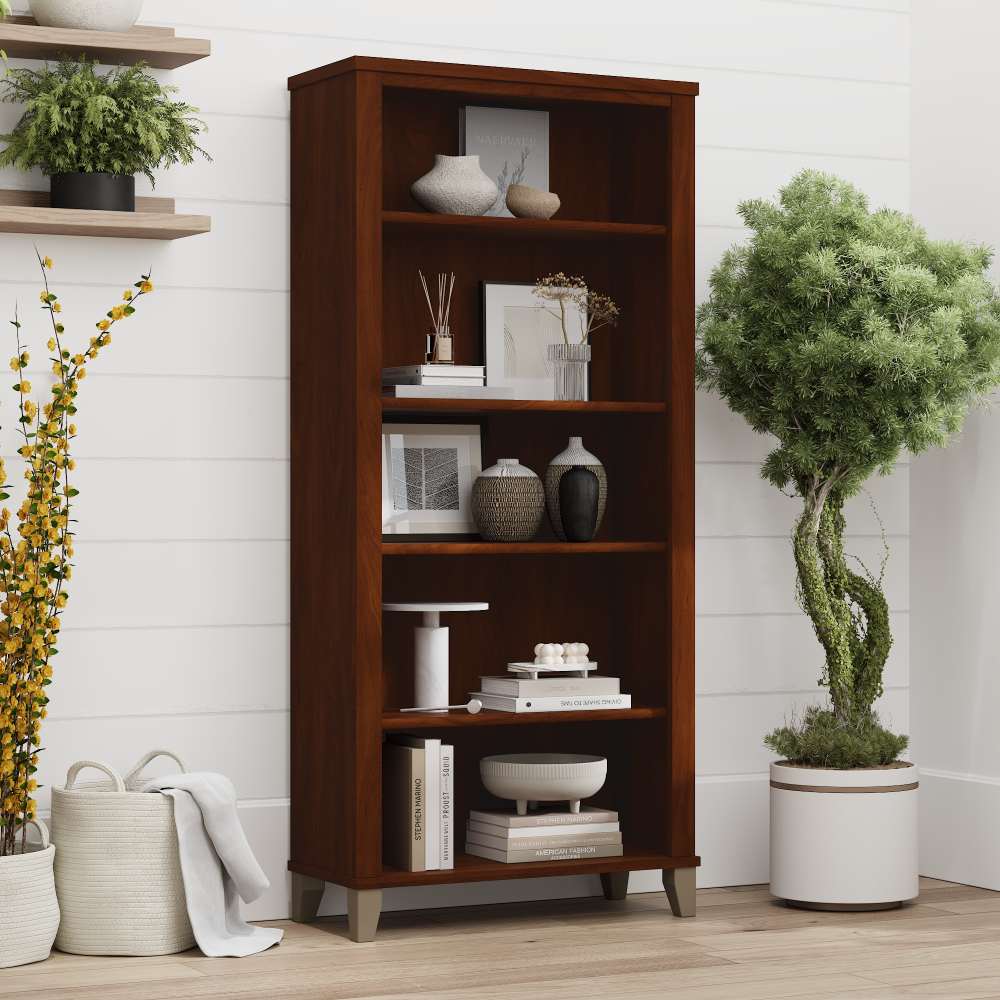 Shop Bush Furniture Somerset Tall 5 Shelf Bookcase, Image 01, WC81765, #color_hansen cherry