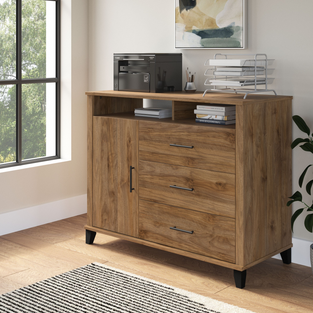 Shop Bush Furniture Somerset Office Storage Credenza, Image 01, STV148FWK-Z2, #color_fresh walnut