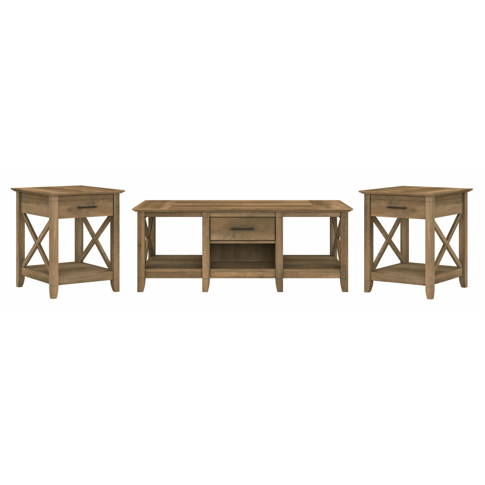 Shop Bush Furniture Key West Coffee Table with Set of 2 End Tables, Image 02, KWS023RCP, #color_reclaimed pine