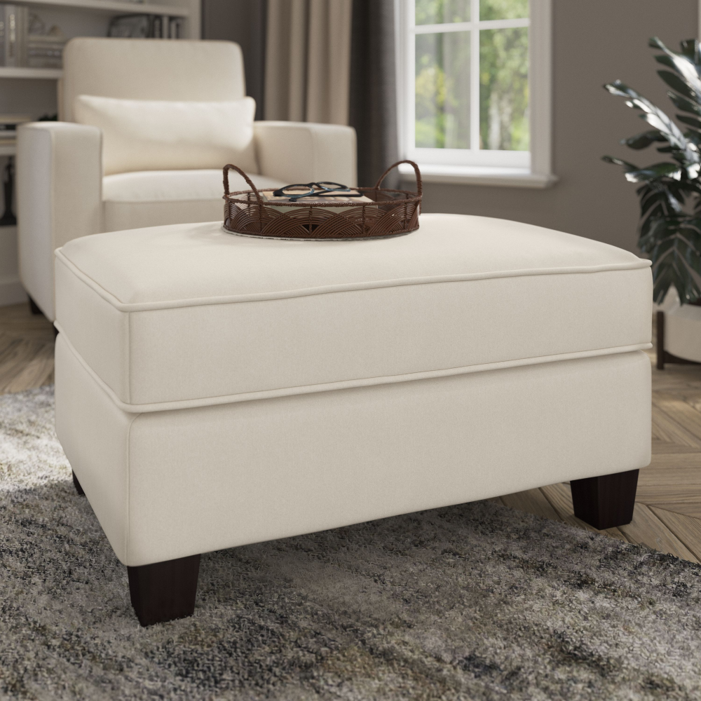 Shop Bush Furniture Stockton Storage Ottoman, Image 01, SNO34SCRH-Z, #color_cream herringbone fabric