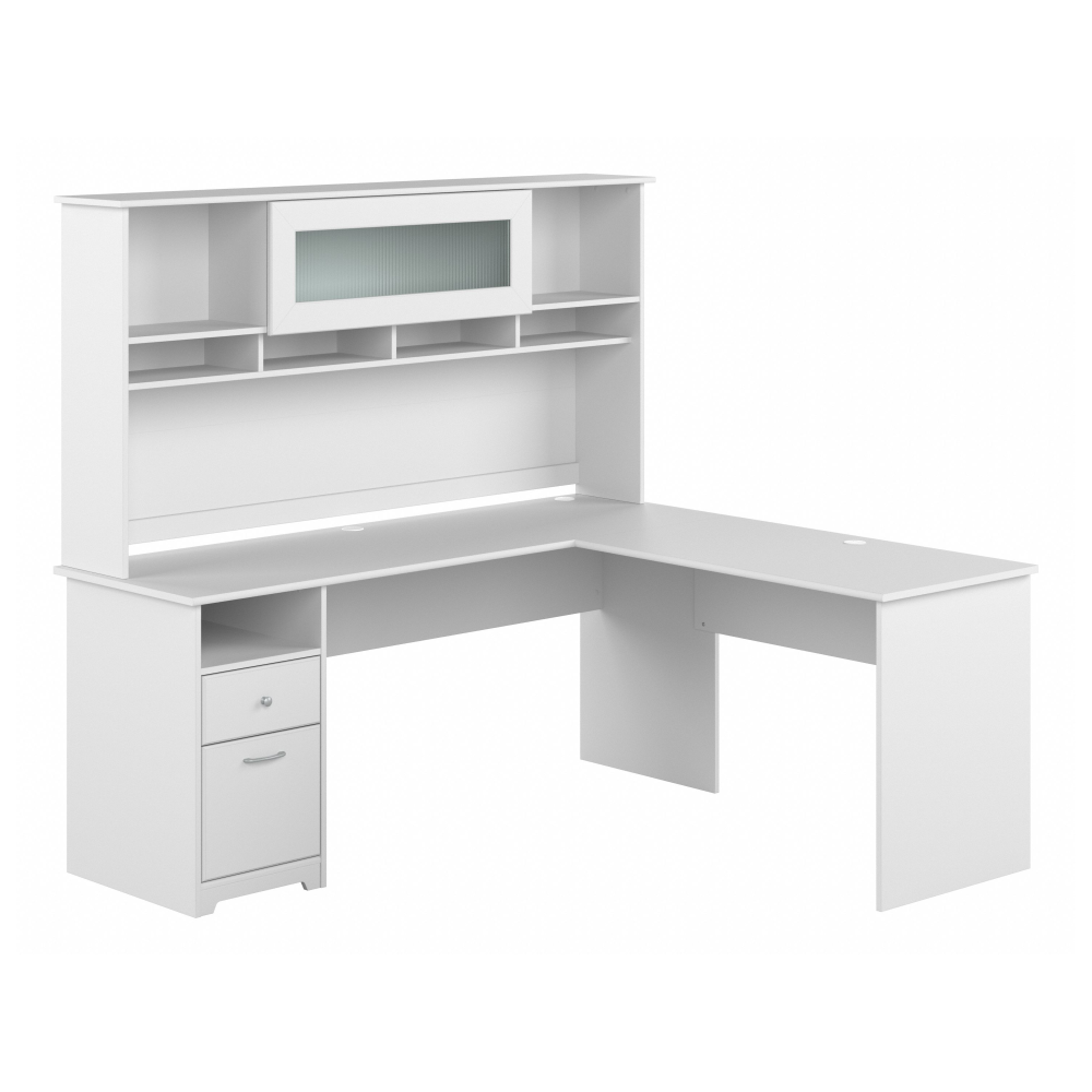 Shop Bush Furniture Cabot 72W L Shaped Computer Desk with Hutch and Drawers, Image 02, CAB053WHN, #color_white