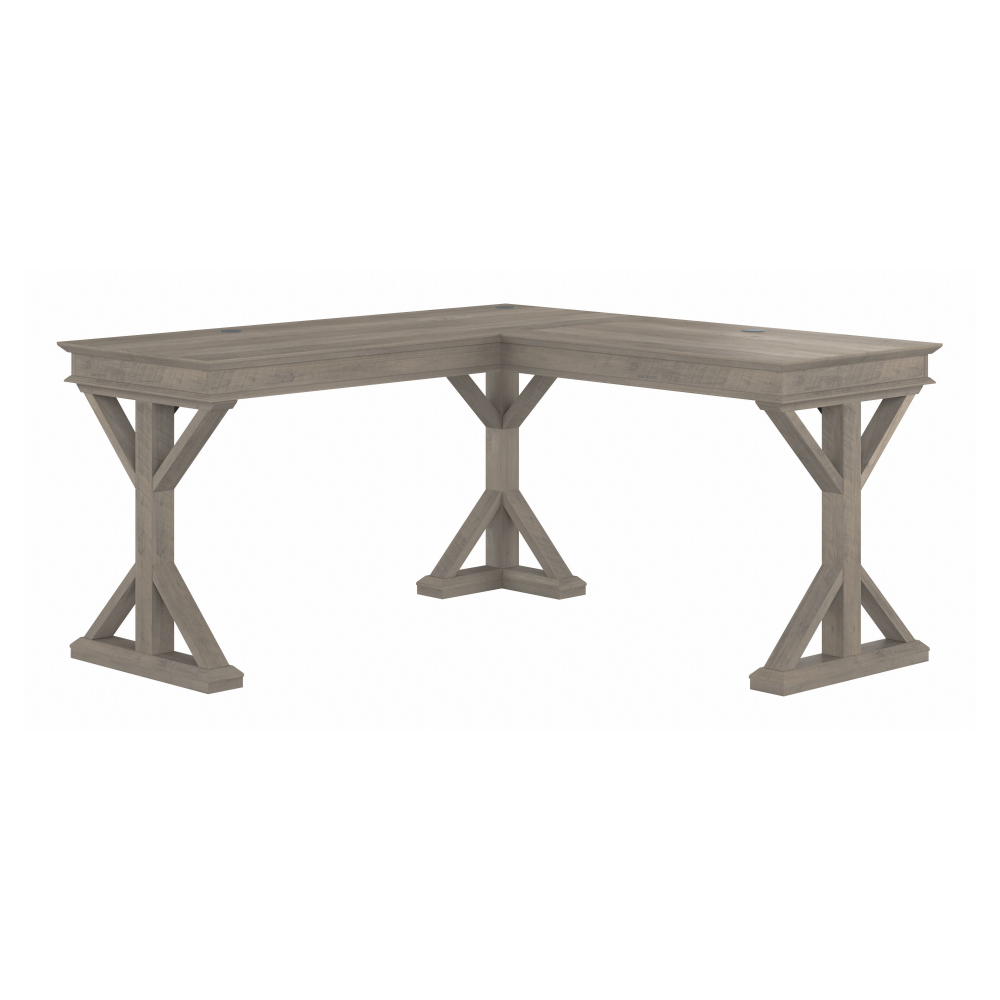 Shop Bush Furniture Homestead 60W Farmhouse L Shaped Desk, Image 02, HOD160DG-03K, #color_driftwood gray