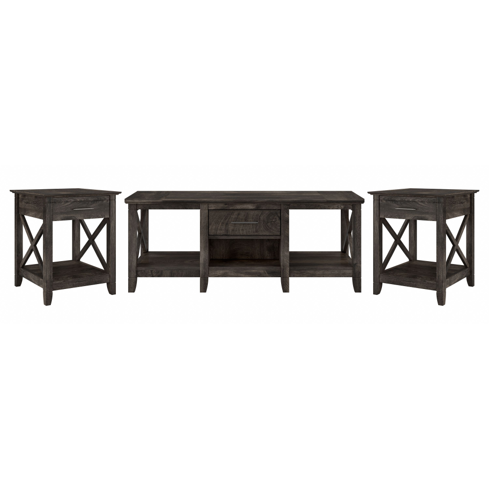 Shop Bush Furniture Key West Coffee Table with Set of 2 End Tables, Image 02, KWS023GH, #color_dark gray hickory