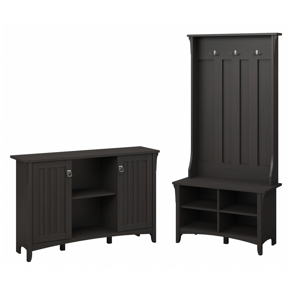 Shop Bush Furniture Salinas Entryway Storage Set with Hall Tree, Shoe Bench and Accent Cabinet, Image 02, SAL008VB, #color_vintage black