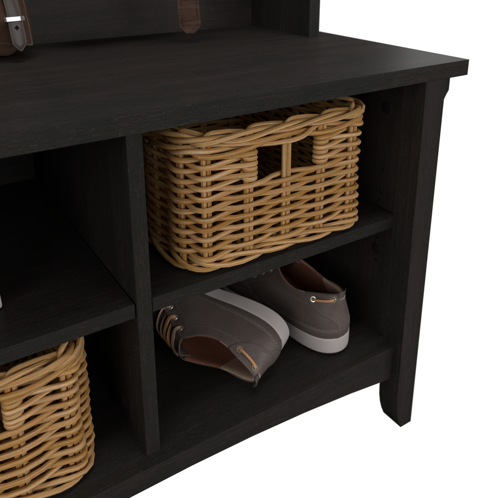 Shop Bush Furniture Salinas Entryway Storage Set with Hall Tree, Shoe Bench and Accent Cabinet, Image 03, SAL008VB, #color_vintage black