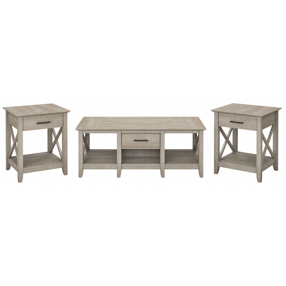 Shop Bush Furniture Key West Coffee Table with Set of 2 End Tables, Image 02, KWS023WG, #color_washed gray