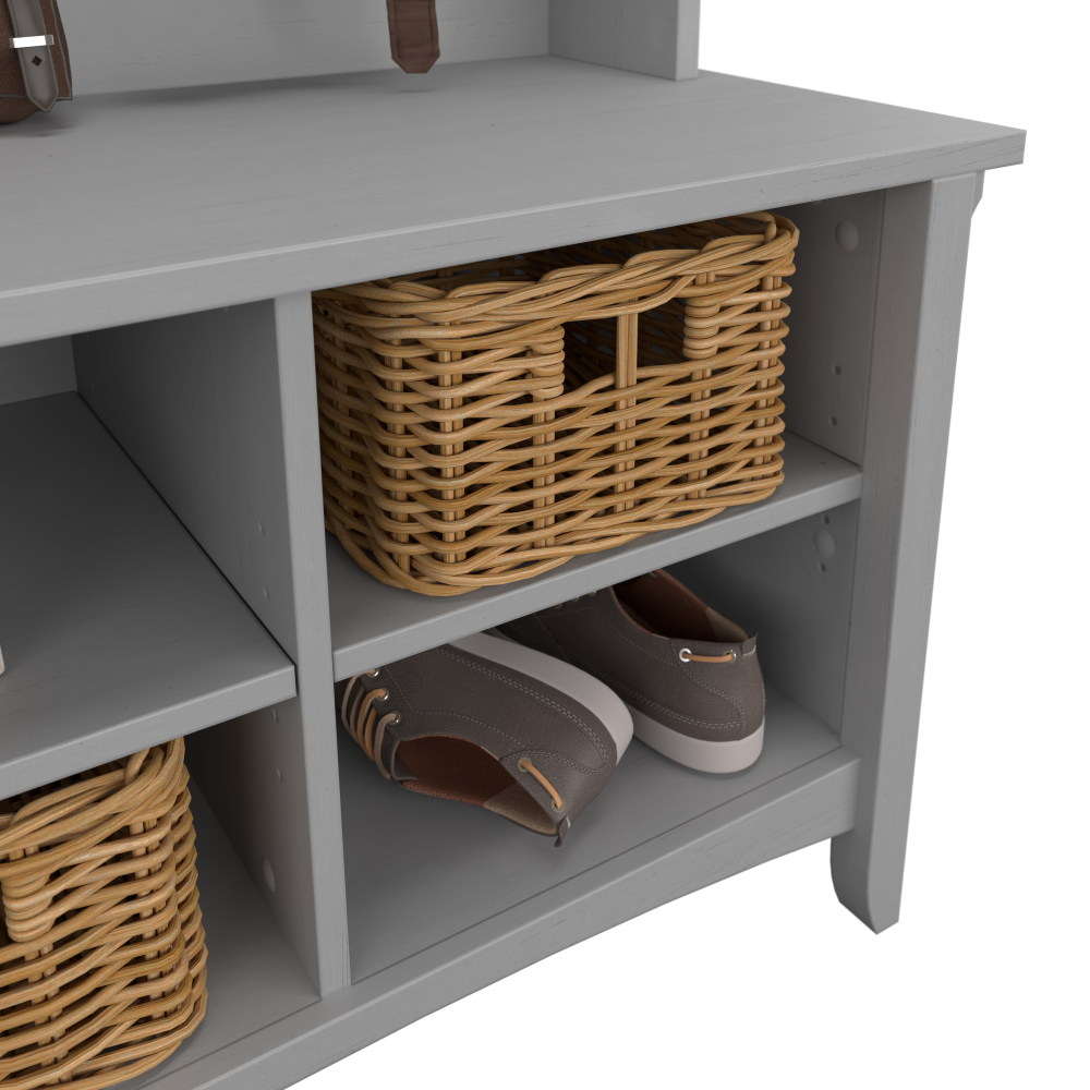 Shop Bush Furniture Salinas Entryway Storage Set with Hall Tree, Shoe Bench and Accent Cabinet, Image 03, SAL008CG, #color_cape cod gray