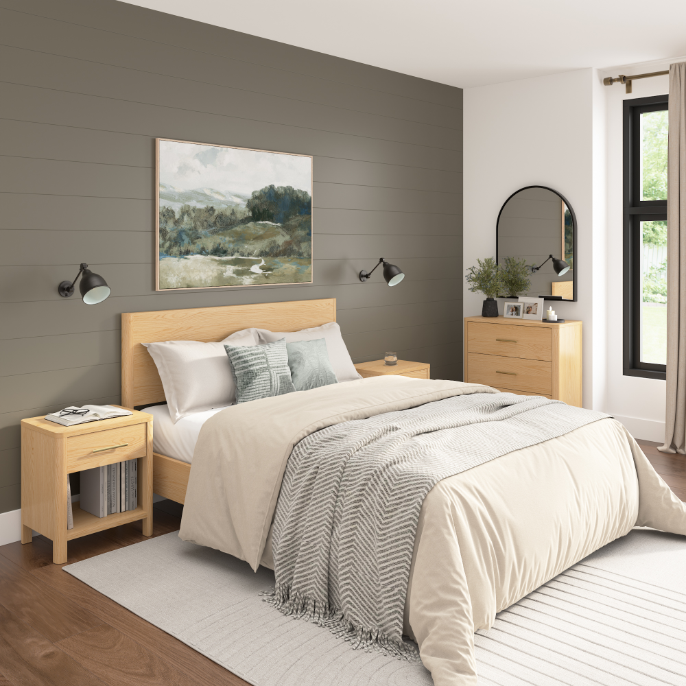 Bush Home Vera Queen Platform Bed with Dresser and 2 Nightstands