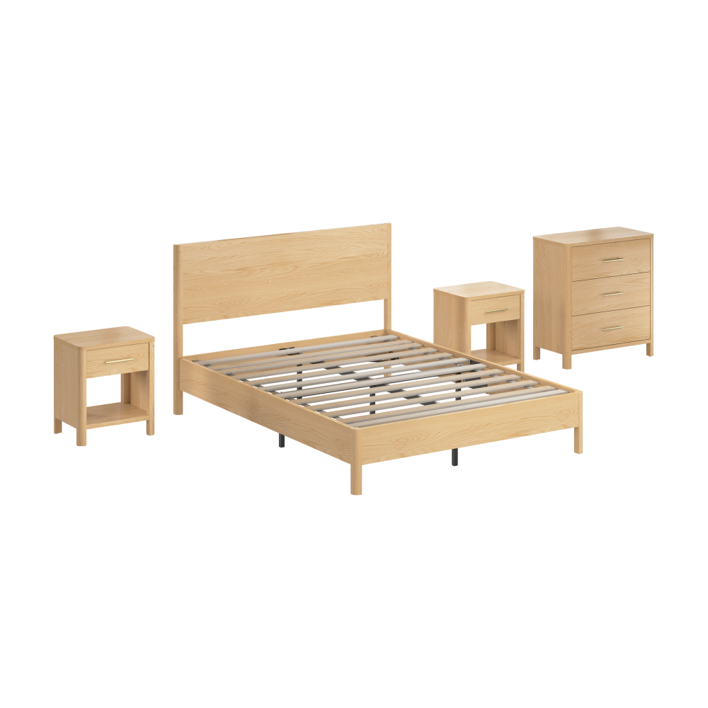Bush Home Vera Queen Platform Bed with Dresser and 2 Nightstands - Thumbnail 2