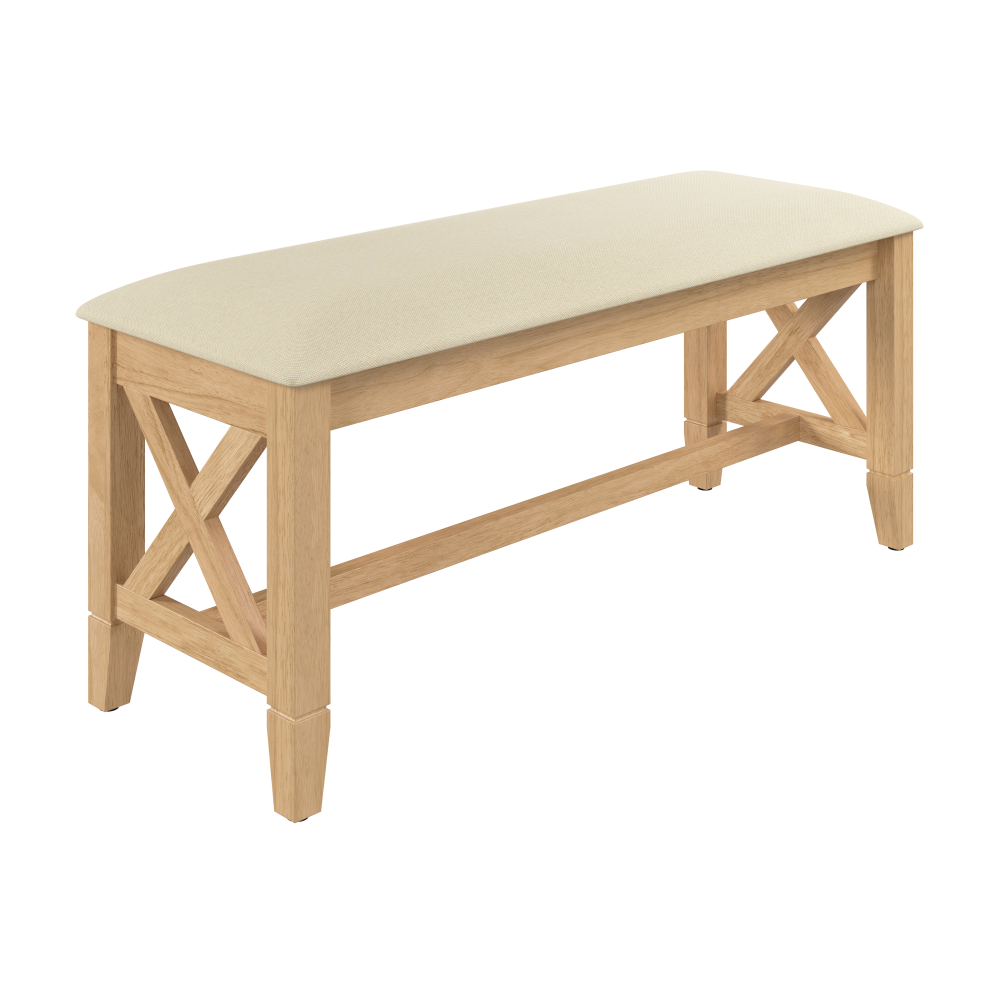 Shop Bush Home Key West 44W Upholstered Bedroom Bench, Image 02, KWCH03BO-Z1, #color_blonde oak/bright beige