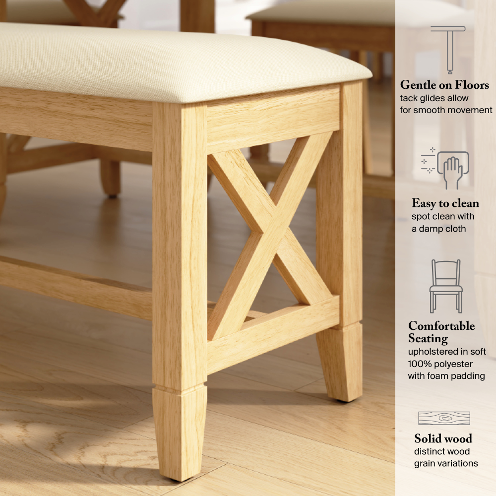 Shop Bush Home Key West 44W Upholstered Entryway Bench, Image 04, KWCH03BO-Z, #color_blonde oak/bright beige