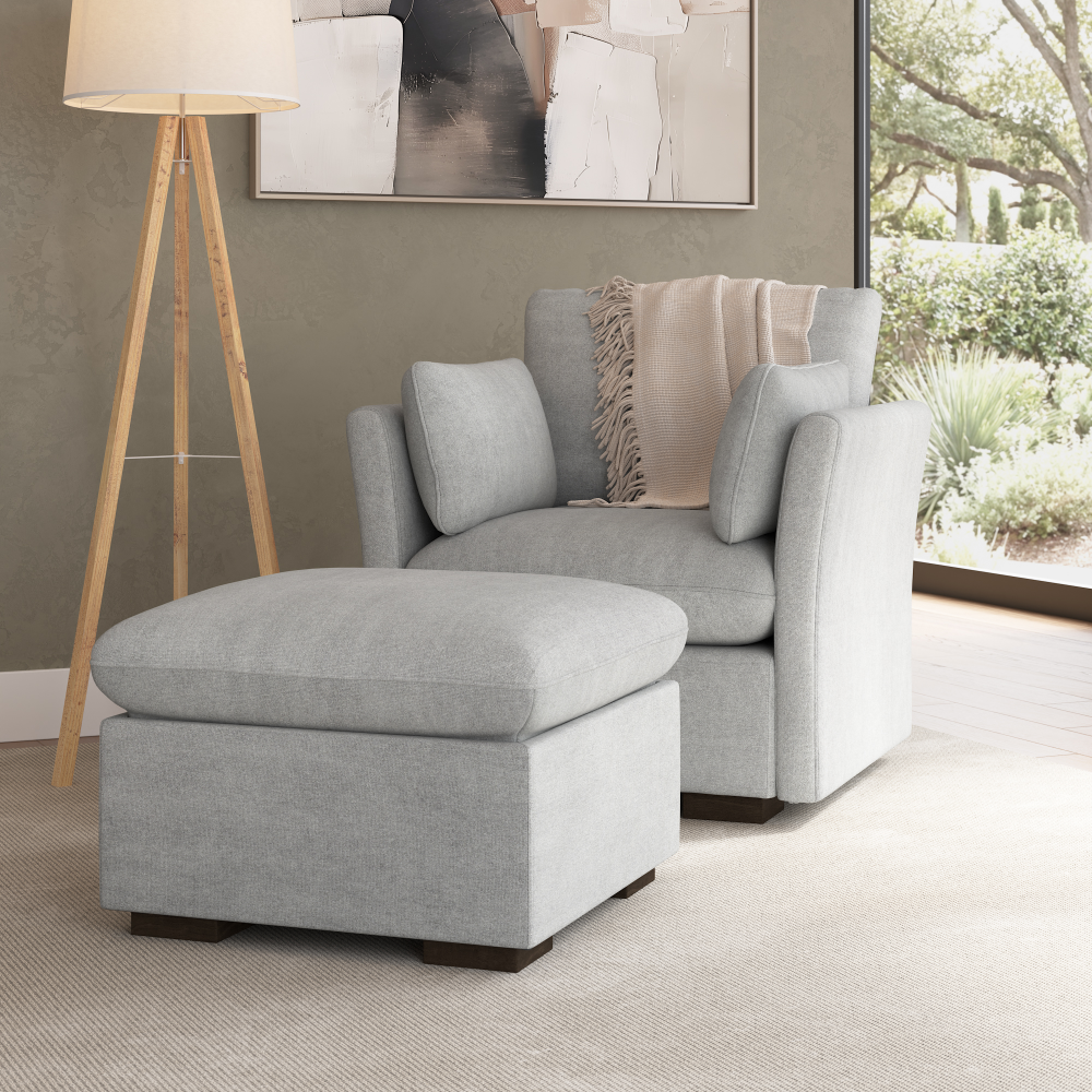 Shop Bush Home Sienna Modular Accent Chair with Storage Ottoman, Image 01, SNA010DGW, #color_dove gray