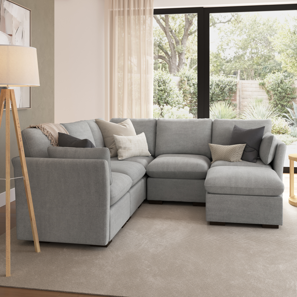 Shop Bush Home Sienna Modular 4-Seater Sectional with Storage Ottoman, Image 03, SNA005DGW, #color_dove gray