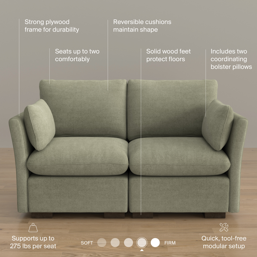 Shop Bush Home Sienna Modular 2-Seater Loveseat, Image 08, SNA002SGW, #color_soft green