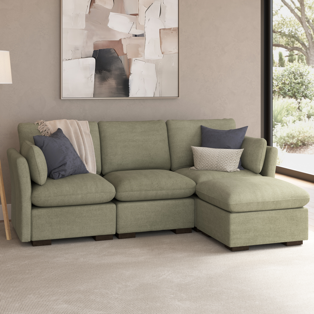 Shop Bush Home Sienna Modular 3-Seater Reversible Chaise Sectional, Image 01, SNA009SGW, #color_soft green