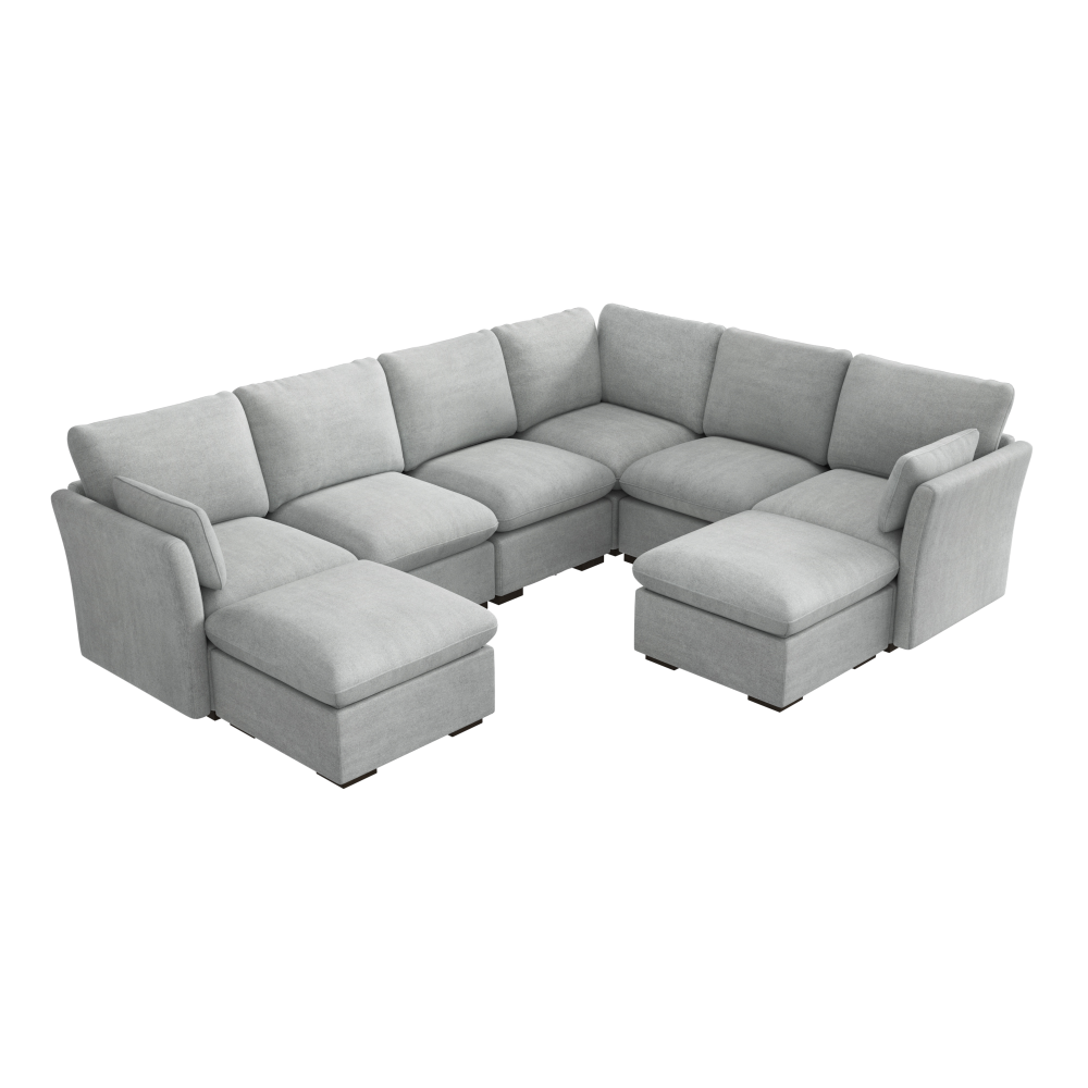 Shop Bush Home Sienna Modular 5-Seater Sectional with Set of 2 Storage Ottomans, Image 02, SNA007DGW, #color_dove gray
