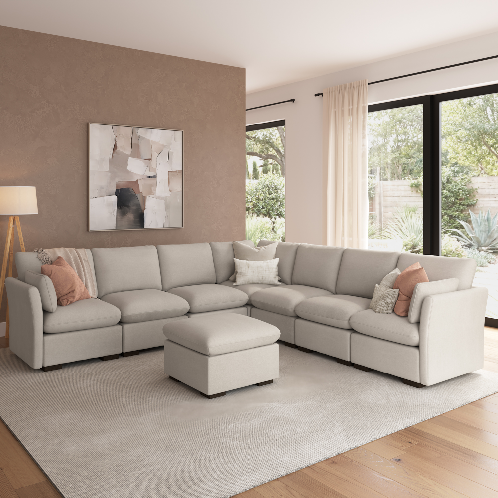 Shop Bush Home Sienna Modular 6-Seater Sectional with Storage Ottoman, Image 01, SNA006MTW, #color_mist taupe