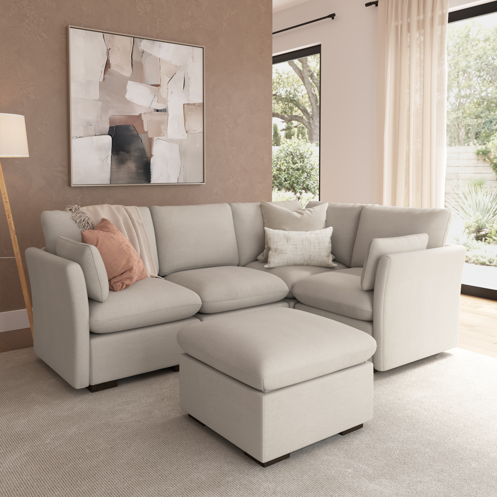 Shop Bush Home Sienna Modular 3-Seater Sectional with Storage Ottoman, Image 01, SNA011MTW, #color_mist taupe