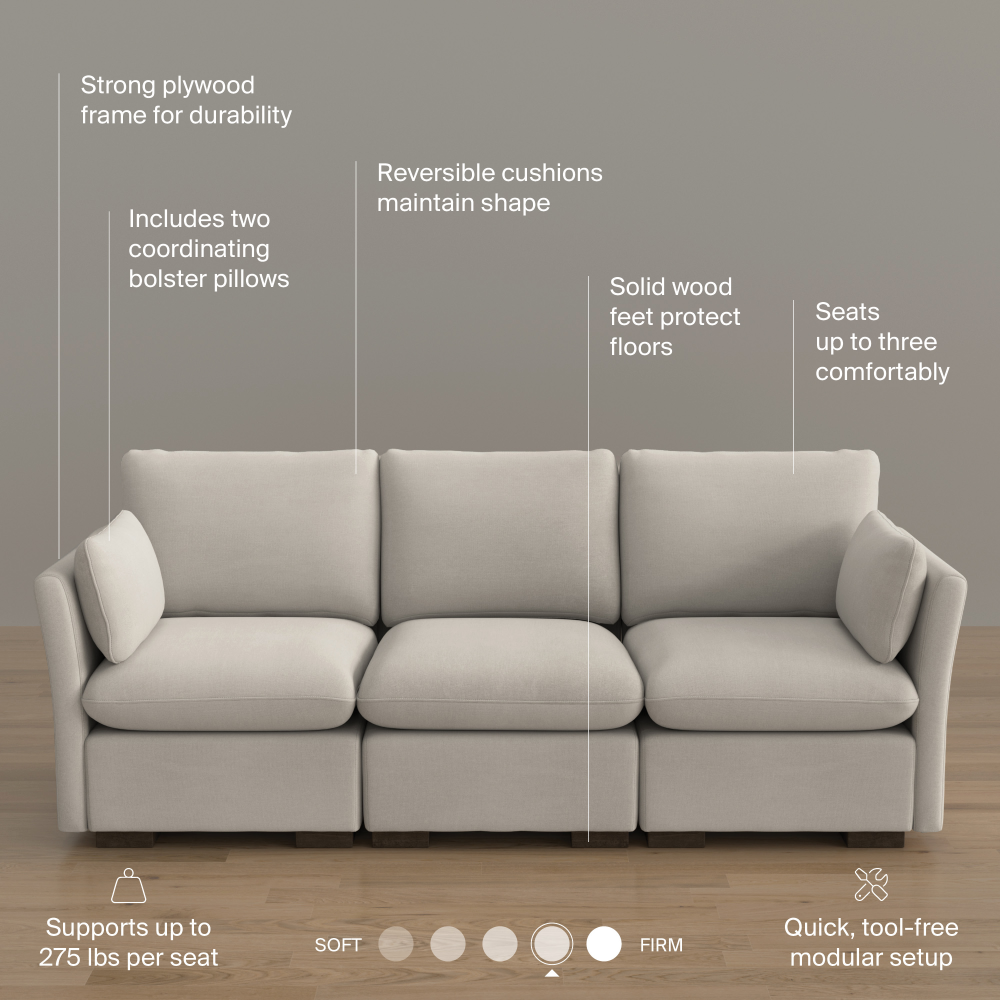 Shop Bush Home Sienna Modular 3-Seater Sofa, Image 08, SNA003MTW, #color_mist taupe
