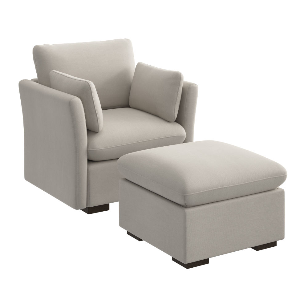 Shop Bush Home Sienna Modular Accent Chair with Storage Ottoman, Image 02, SNA010MTW, #color_mist taupe
