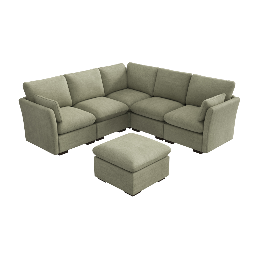 Bush Home Sienna Modular 4-Seater Sectional with Storage Ottoman