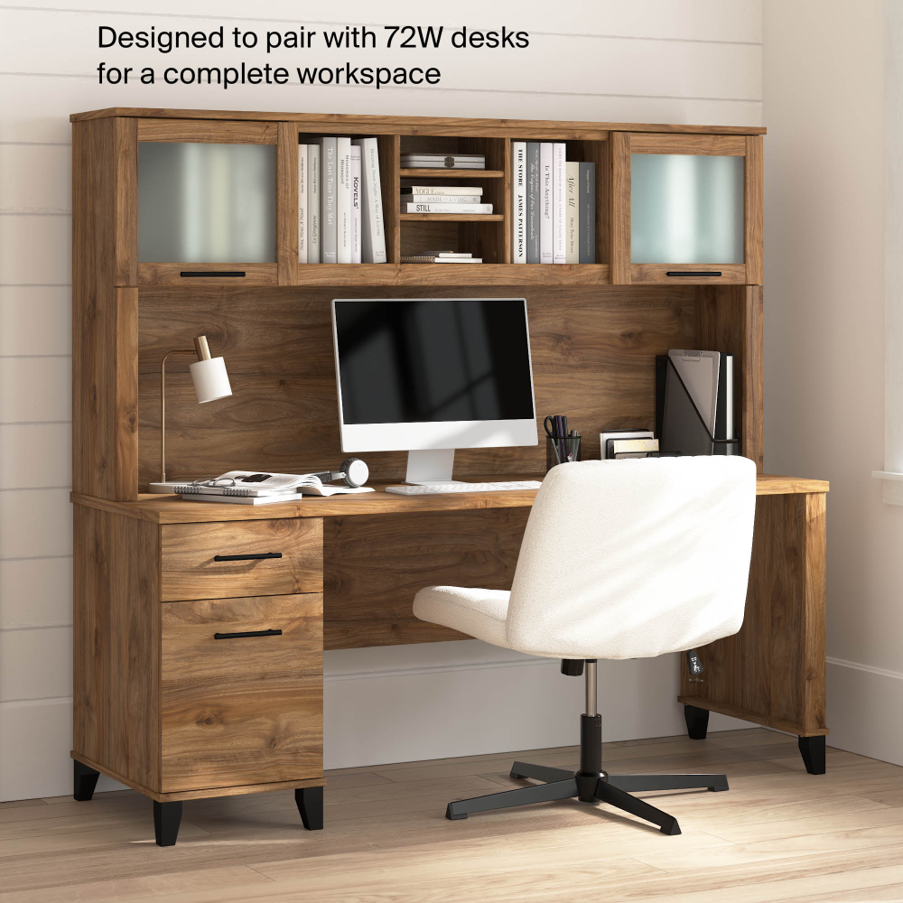 Shop Bush Home Somerset 72W Desk Hutch, Image 05, WC81311, #color_fresh walnut