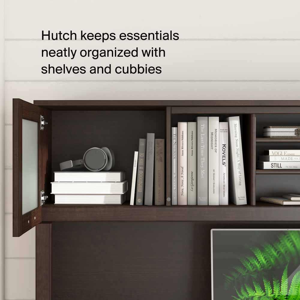 Shop Bush Home Somerset 72W L-Shaped Sit to Stand Desk with Hutch, Image 04, SET015MR, #color_mocha cherry