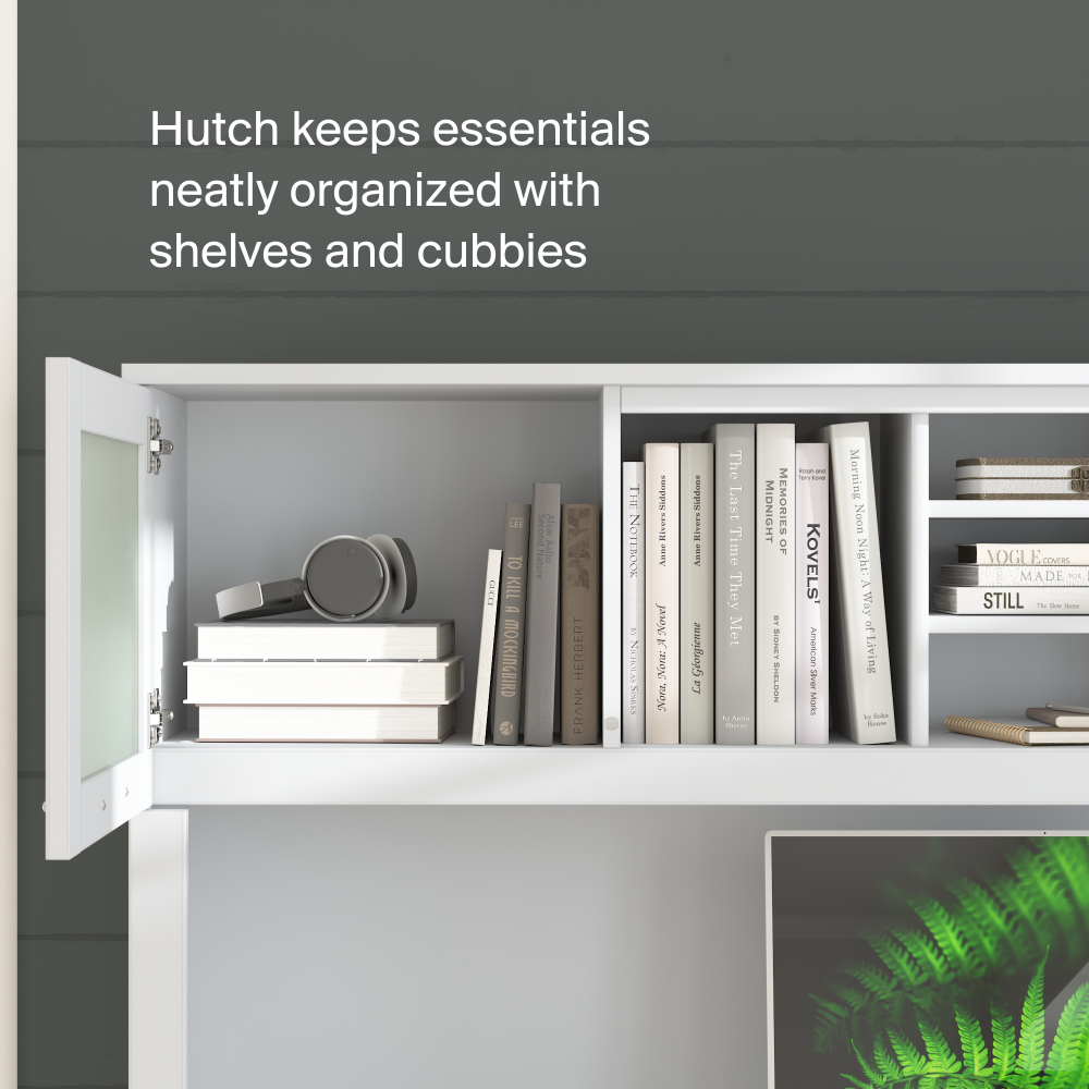 Shop Bush Home Somerset 72W Office Desk with Drawers and Hutch, Image 04, SET018WH, #color_white