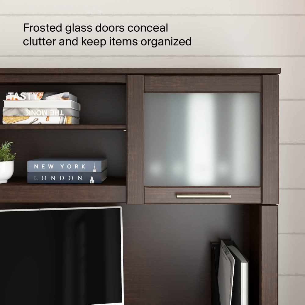 Shop Bush Home Somerset 60W Desk Hutch, Image 06, WC81831, #color_mocha cherry