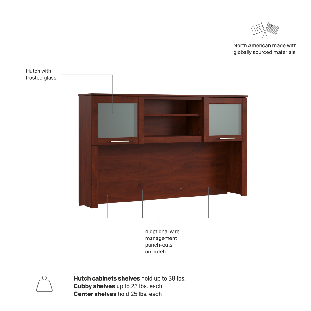 Shop Bush Home Somerset 60W Desk Hutch, Image 07, WC81731, #color_hansen cherry