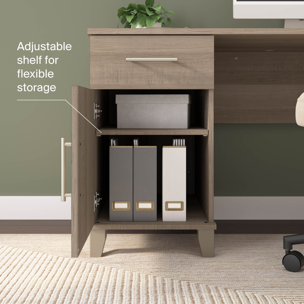 Shop Bush Home Somerset 54W Office Desk with Drawer and Storage Cabinet, Image 04, WC81654, #color_ash gray