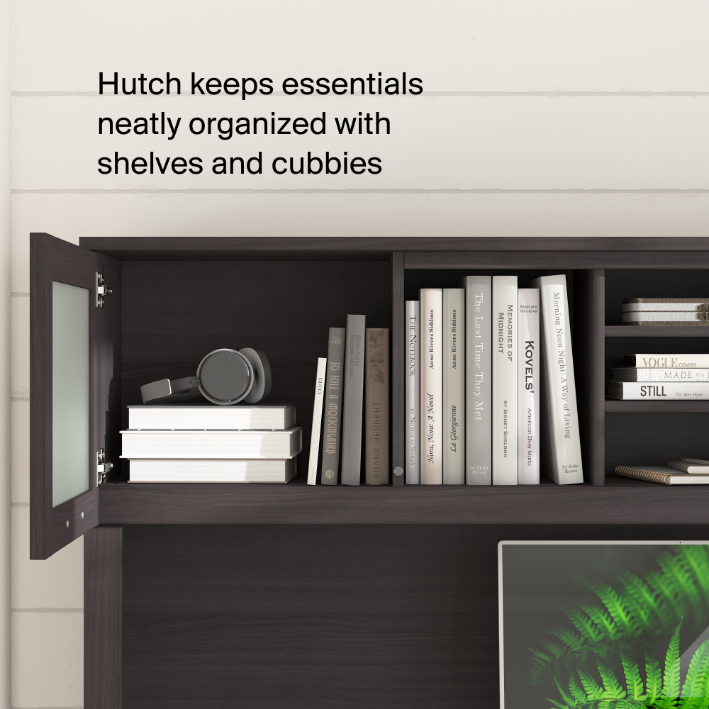 Shop Bush Home Somerset 72W L-Shaped Sit to Stand Desk with Hutch, Image 04, SET015SG, #color_storm gray