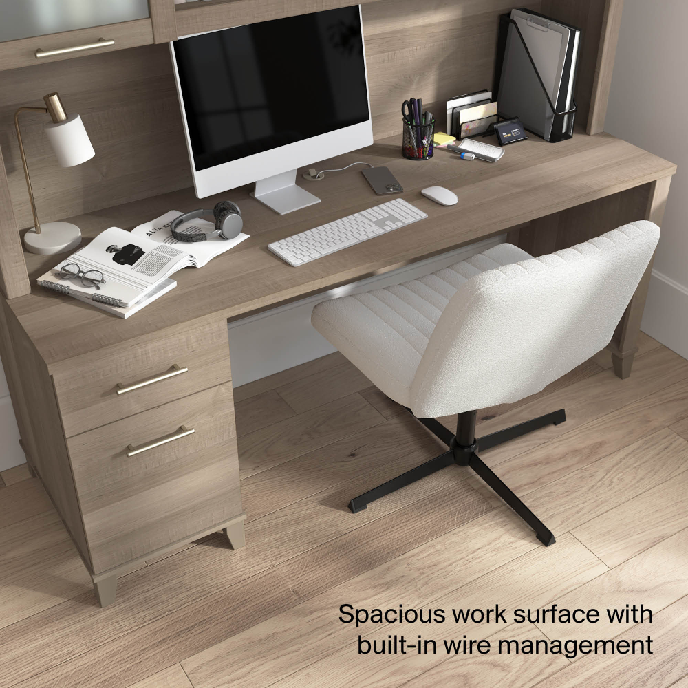 Shop Bush Home Somerset 72W Office Desk with Drawers and Hutch, Image 06, SET018AG, #color_ash gray