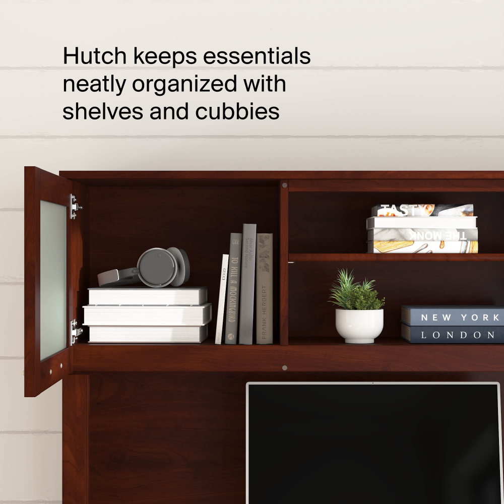 Shop Bush Home Somerset 60W Desk Hutch, Image 04, WC81731, #color_hansen cherry