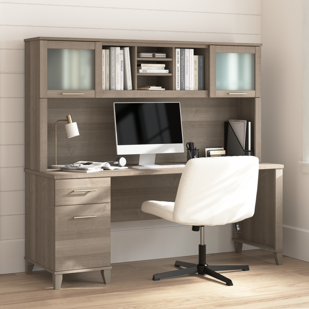 Bush Home Somerset 72W Office Desk with Drawers and Hutch