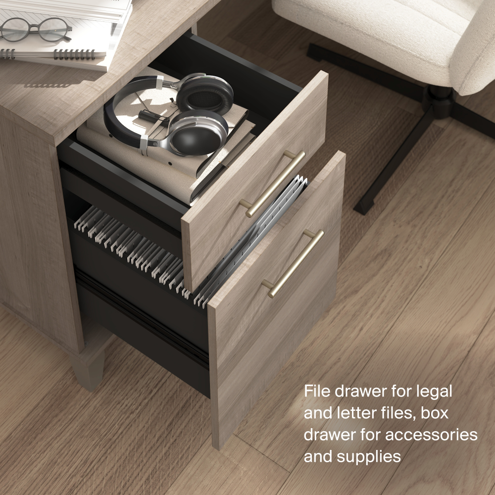Shop Bush Home Somerset 72W Office Desk with Drawers and Hutch, Image 05, SET018AG, #color_ash gray