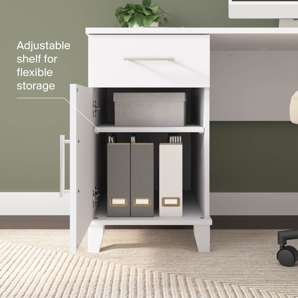 Shop Bush Home Somerset 54W Office Desk with Drawer and Storage Cabinet, Image 04, WC81954, #color_white