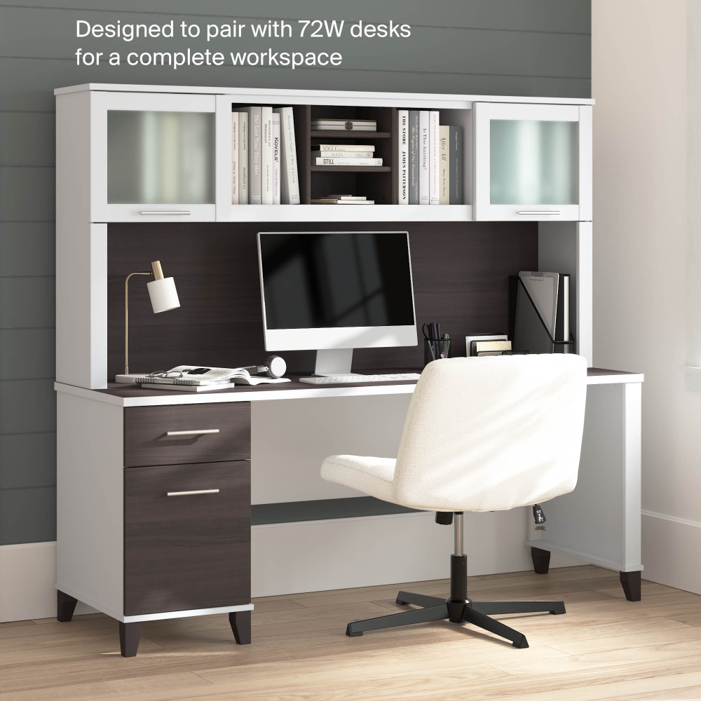 Shop Bush Home Somerset 72W Desk Hutch, Image 05, WC81011, #color_storm gray/white