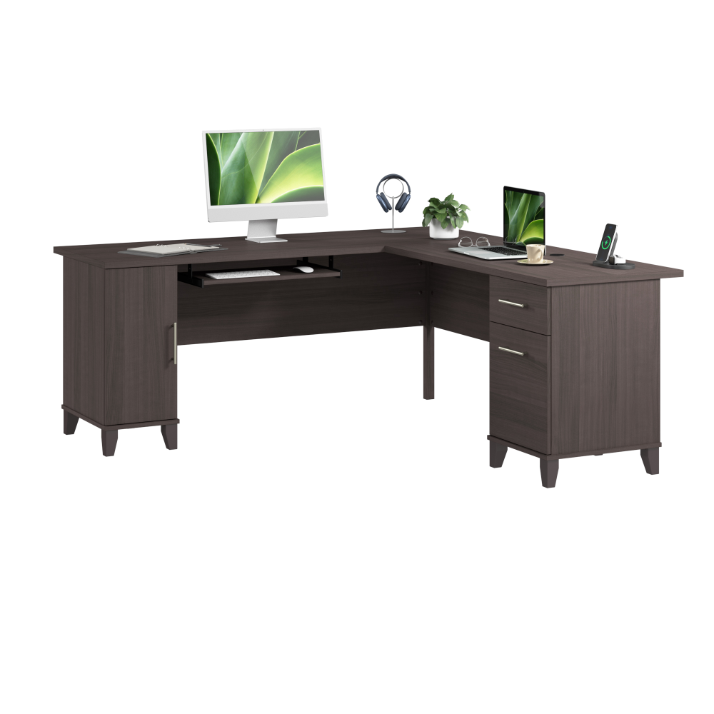 Shop Bush Home Somerset 72W L Shaped Desk with Storage, Image 02, WC81510K, #color_storm gray